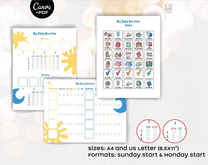Kids Daily Routine Chart Printable, ADHD Visual, Schedule & Morning ...