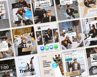 Trendy iOS Core Instagram Content Creator Templates, Viral Content, Scrapbook Social Media Posts for Coaches & UGC Creators, Branding Kit