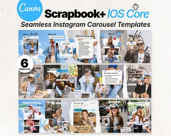 Seamless Instagram Carousel Templates, iOS Aesthetic Social Media Manager Posts, Storytelling Canva Templates for Content Creators