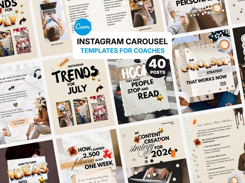 Editable Instagram Carousel Templates for Coaches, Scrapbook Dots ...