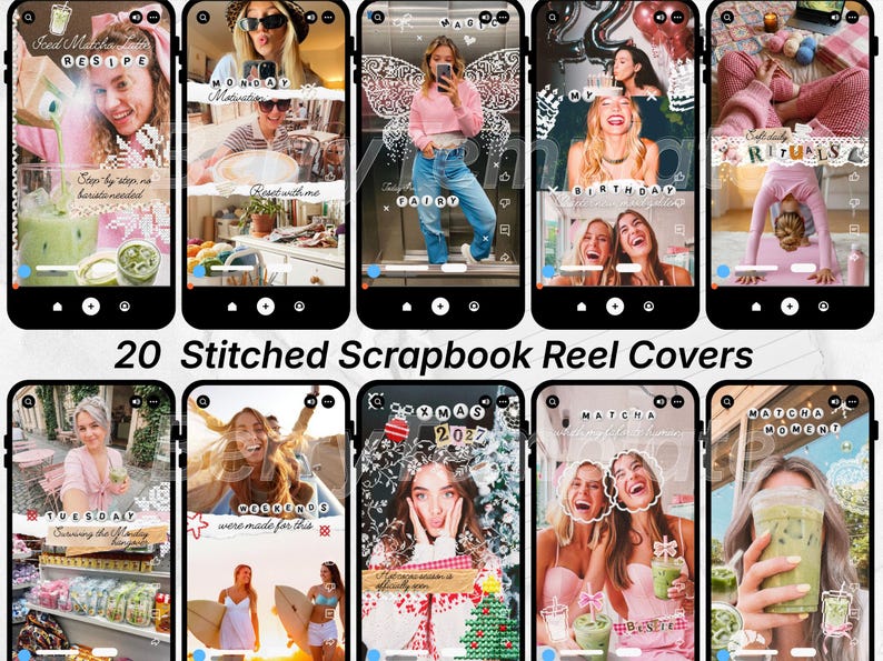 Scrapbook Instagram Canva Template Bundle, Carousel + Seamless Carousel ...
