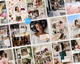 30 Melanin Instagram Templates Canva, Girly Whimsy Lifestyle Posts, Aesthetic Content Creator Carousel, UGC Storytelling