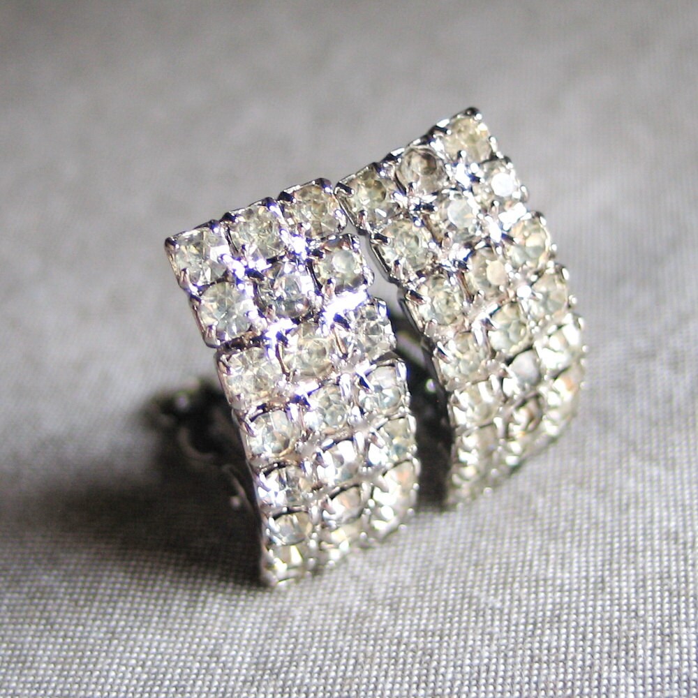 Vintage 1950s 1960s Curved Rectangular Rhinestone Cocktail Party ...