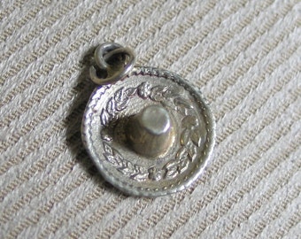 Vintage Sombrero Mexican Hat Charm Silver