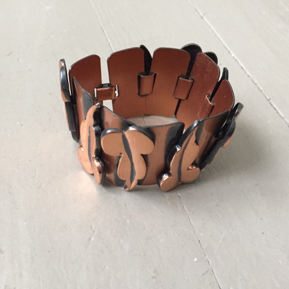 Vintage 1950s Wide Copper Renoir Link Bracelet Sk… - image 1