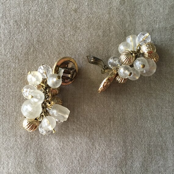 Vintage Early 90s Cluster Ball Dangle Drop Earrings Gem