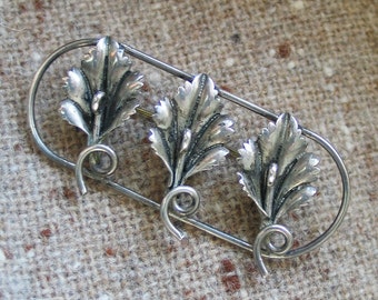Vintage 1940s Sterling Silver Pin Flower Brooch