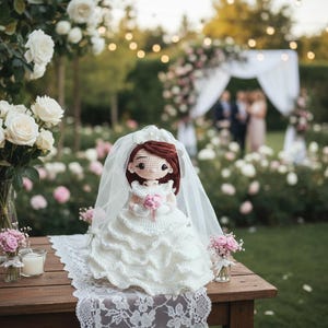 Patrón de crochet para muñeca Farrah Bride, tutorial para muñeca de boda amigurumi, descarga digital en PDF