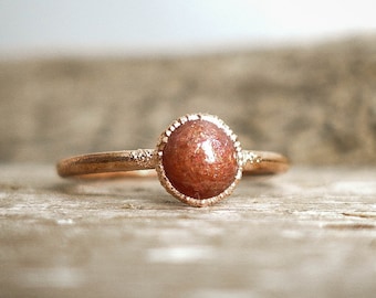 Sunstone copper ring / natural gemstone / raw stone ring / festival ring / Unique handmade piece