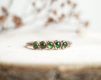 Chrome Diopside copper ring / natural gemstone/ electroformed ring / unique handmade piece /