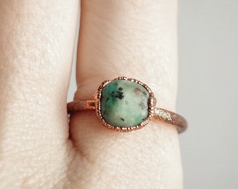 African Turquoise copper ring / natural gemstone / Birthstone ring / festival / unique piece / Pick your stone