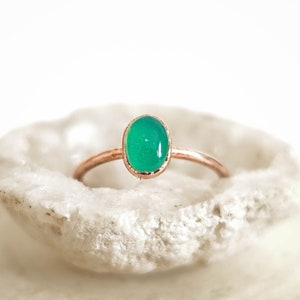 Green Onyx copper ring / natural gemstone/ Handmade organic jewelry / unique piece / image 1