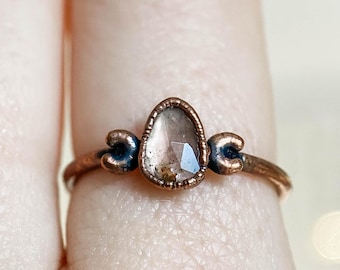 Handmade Rosecut Tourmaline Copper Ring: October Birthstone Jewelry