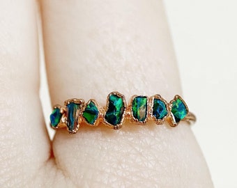 Multi dark Opal copper ring / rough jewelry / electroformed ring / unique handmade piece / gift for her
