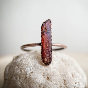 Orange Kyanite copper ring / rough gemstone ring / Birthstone ring / Organic jewelry / Unique gift for hippie girl