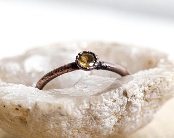 Citrine copper ring / natural faceted gemstone /November Birthstone ring / handmade gift