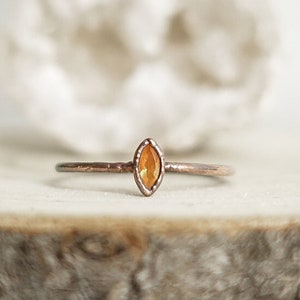 Fire Opal Orange copper ring / natural faceted gemstone / Birthstone ring / Handmade boho jewelry / Unique piece