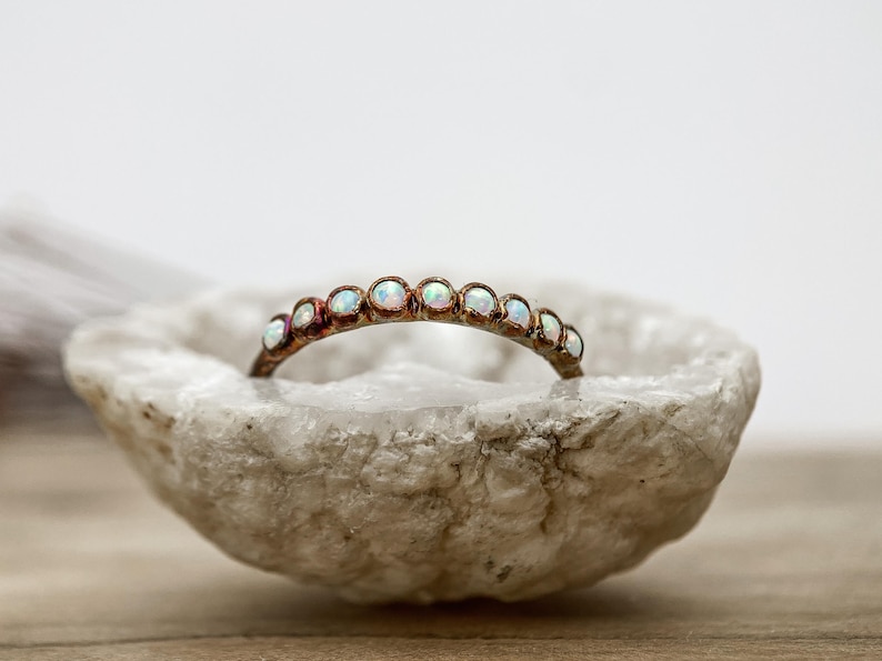 Multi tiny Opal copper ring / electroformed ring / unique handmade piece / perfect gift for her / image 2