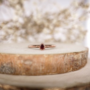 Red garnet copper ring / natural Pear faceted gemstone / Birthstone ring / festival / unique handmade gift image 4