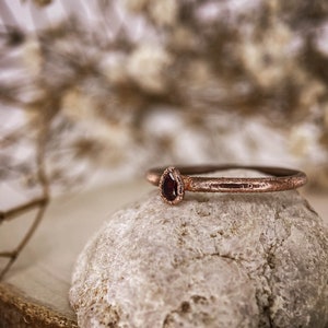 Red garnet copper ring / natural Pear faceted gemstone / Birthstone ring / festival / unique handmade gift image 3