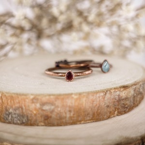 Red garnet copper ring / natural Pear faceted gemstone / Birthstone ring / festival / unique handmade gift image 6