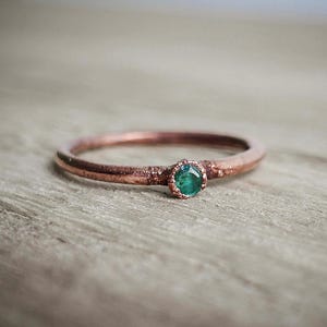 Emerald copper ring / natural faceted gemstone / Birthstone ring / festival / unique
