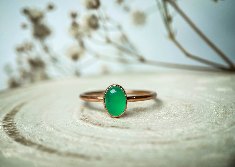 Green Onyx copper ring / natural gemstone/ Handmade organic jewelry / unique piece / image 7