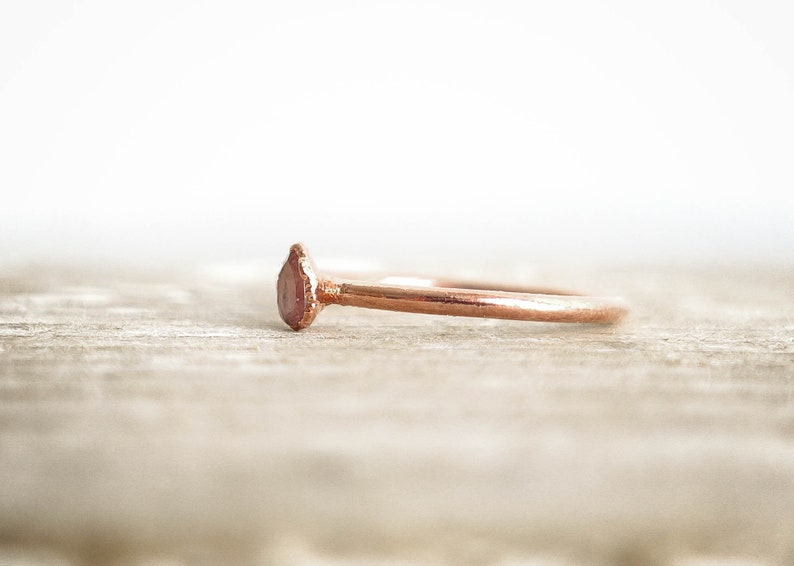 Pink Tourmaline copper ring / natural gemstone/ Pear stone ring / unique piece / Pick your color image 3