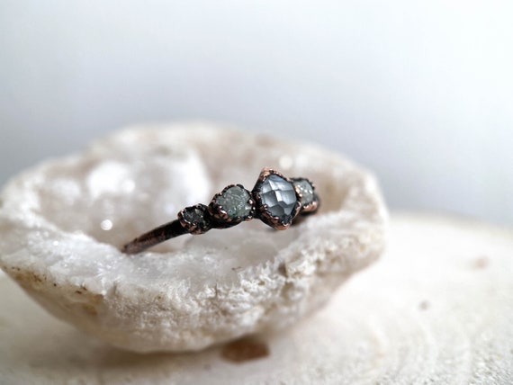 Alternative Raw Diamond Engagement Rings, Raw Crystal Ring, Round or Oval  Cut Natural Bohemian Jewelry, Size 4 5 6 7 8 8 9 10 11gift - Etsy | Unique engagement  rings, Vintage engagement rings unique, Diamond wedding bands