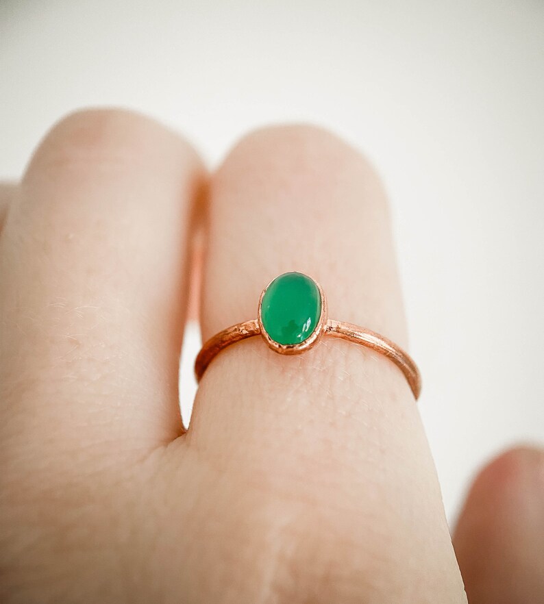 Green Onyx copper ring / natural gemstone/ Handmade organic jewelry / unique piece / image 5
