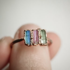 Copper and Tourmaline ring . Handmade gift for her . Made in France jewelry . Hippie core image 6