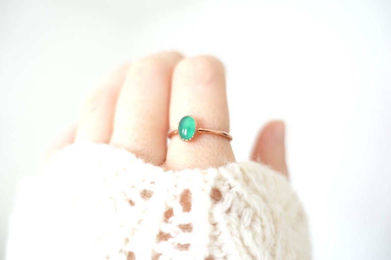 Green Onyx copper ring / natural gemstone/ Handmade organic jewelry / unique piece / image 2