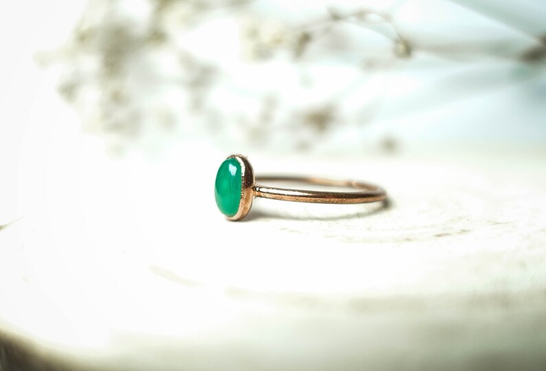 Green Onyx copper ring / natural gemstone/ Handmade organic jewelry / unique piece / image 8