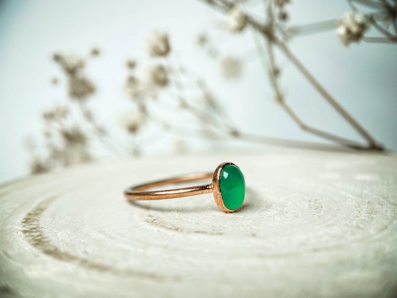 Green Onyx copper ring / natural gemstone/ Handmade organic jewelry / unique piece / image 9