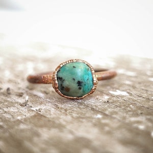 African Turquoise Copper Ring / Natural Gemstone / Birthstone - Etsy