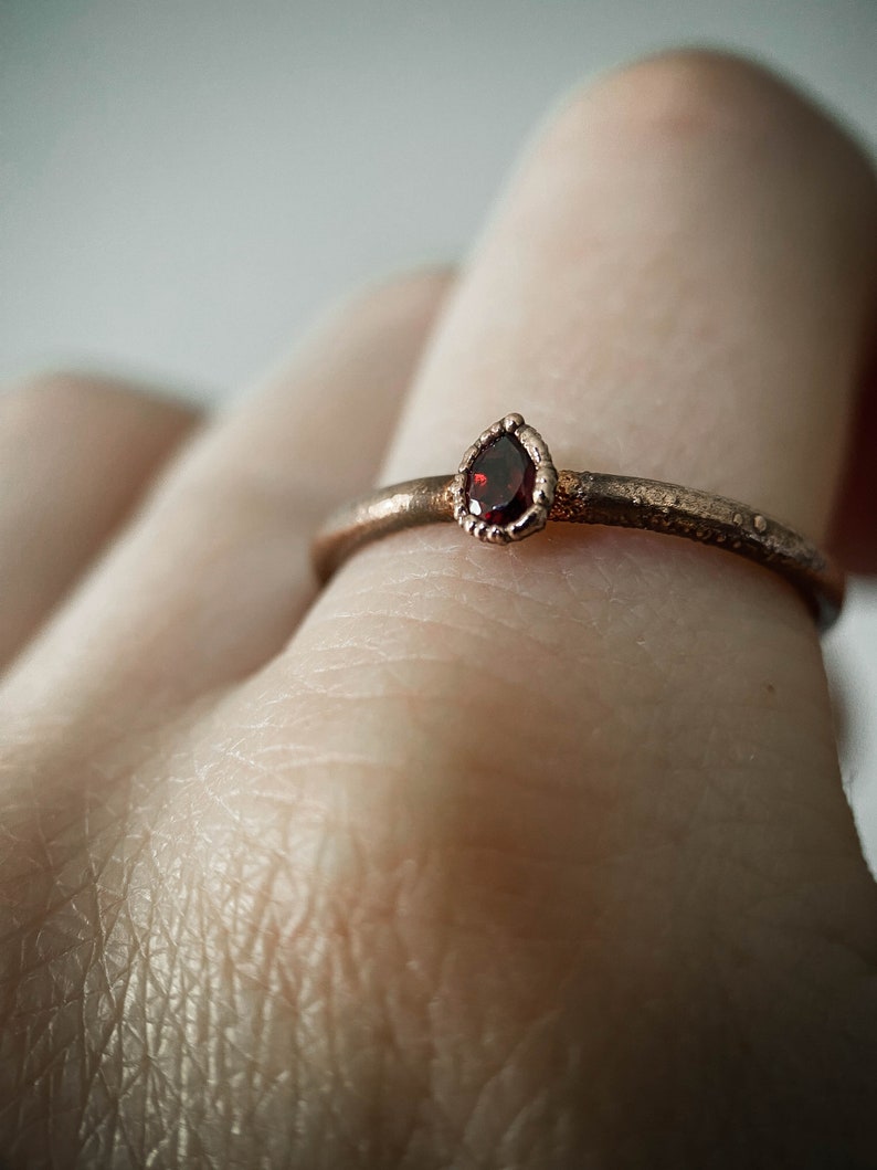 Red garnet copper ring / natural Pear faceted gemstone / Birthstone ring / festival / unique handmade gift image 5