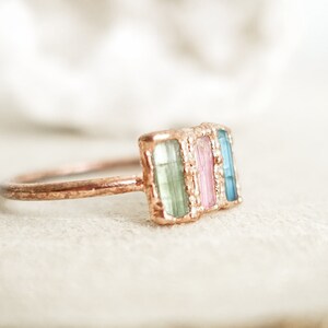 Copper and Tourmaline ring . Handmade gift for her . Made in France jewelry . Hippie core image 7