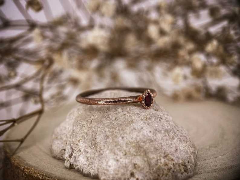 Red garnet copper ring / natural Pear faceted gemstone / Birthstone ring / festival / unique handmade gift image 8