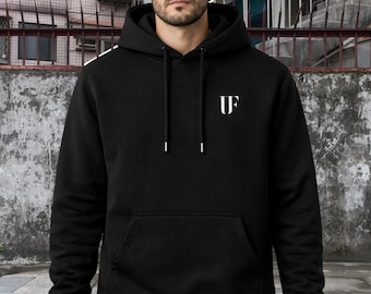 Sudadera con capucha negra para hombre, de algodón polar, estilo urbano unisex, sudadera con logo minimalista, ropa informal de invierno.