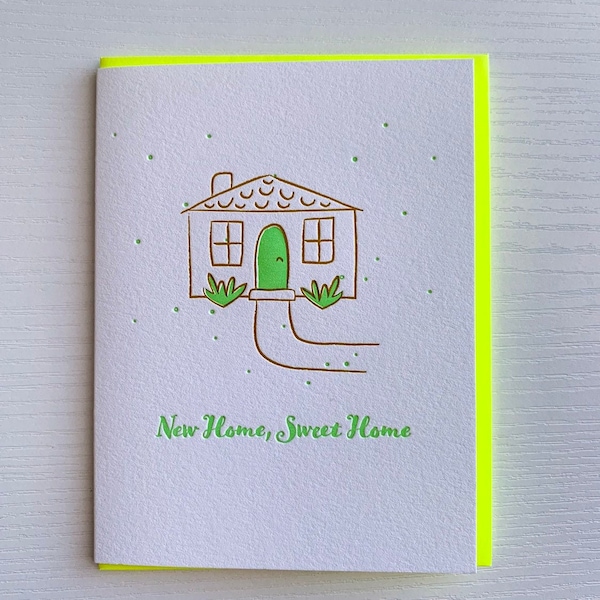 New Home Card, housewarming card, moving card, housewarming gift, letterpress new address card - Home Sweet Home - DeLuce Design