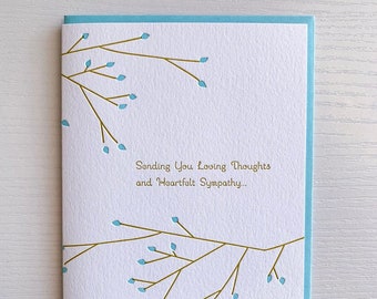 Sympathy Card, Condolence Card,  Heartfelt Sympathy, Letterpress Sympathy Condolence Card