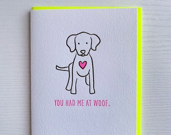 Greeting card from dog, Card for Dog Mom or Dog Dad, Cards from dogs, You Had Me At Woof