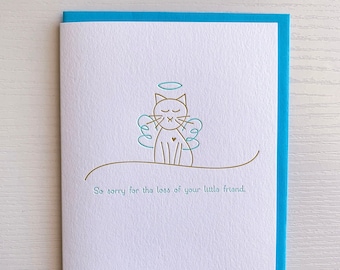 Katze Sympathy Card, Haustier Sympathy Card - Haustier Beileidskarte. Katze Beileidskarte Letterpress Sympathy Card