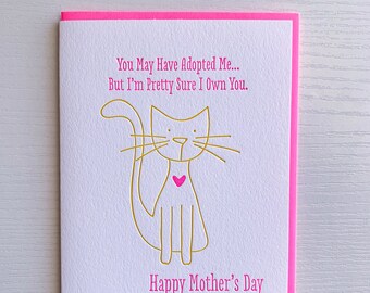 Mother's Day Card - Card from Cat - Humorous Mother's Day card - Cat Lady Card - Cat Adoption Card