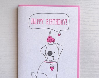 Birthday card from dog, kids birthday cards, birthday card for kids, cupcakes birthday, puppy birthday card