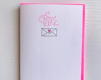 Love Note - Valentines Day cartes Letterpress Card- Carte d’amour pour petit ami, petite amie, mari, femme, ami