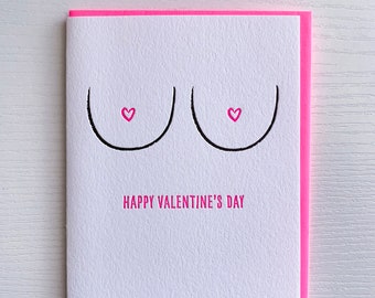 Carte de jour de Valentines pour le petit ami, carte de jour de Valentines de seins pour le mari, carte coquine pour lui, carte drôle de jour de Valentines, seins et fesses.