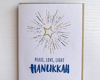 Hanukkah Cards, Hanukkah Peace Love Light Star, Letterpress Hanukkah Cards, Bulk Hanukkah Cards, Bulk Holiday Cards