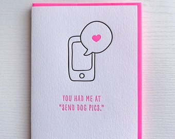 Drôle de carte d’amour pour chien maman, chien papa, carte de Saint-Valentin, glisser la carte de droite, envoyer des photos de chien