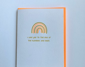 Pride month card, Rainbow Love card, LGBTQ love card, Gay pride, letterpress rainbow card